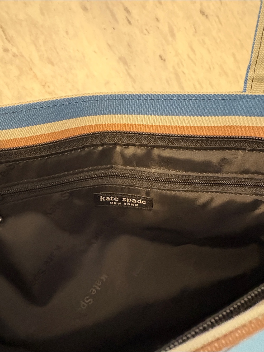 kate spade Vintage Striped Canvas Tote in Blue and Tan NNT - Picture 7 of 15